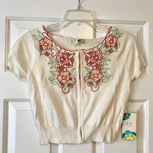 Embroidered Sweater Cardigan